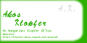 akos klopfer business card